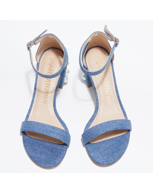 Sandales en Denim Simple Pearls bleues - Talon 6,5 cm